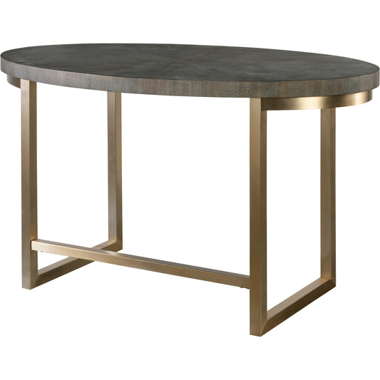 001 SI-1981340 | Additional Silo | Taja Oval Desk by Uttermost in dark walnut, gray. Made from mdf, acacia veneer, brushed stainless steel in a modern style.