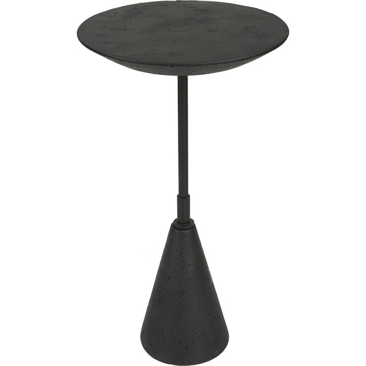 Midnight Accent Table by Uttermost in black. Made from black marble polymer, steel in a modern style.