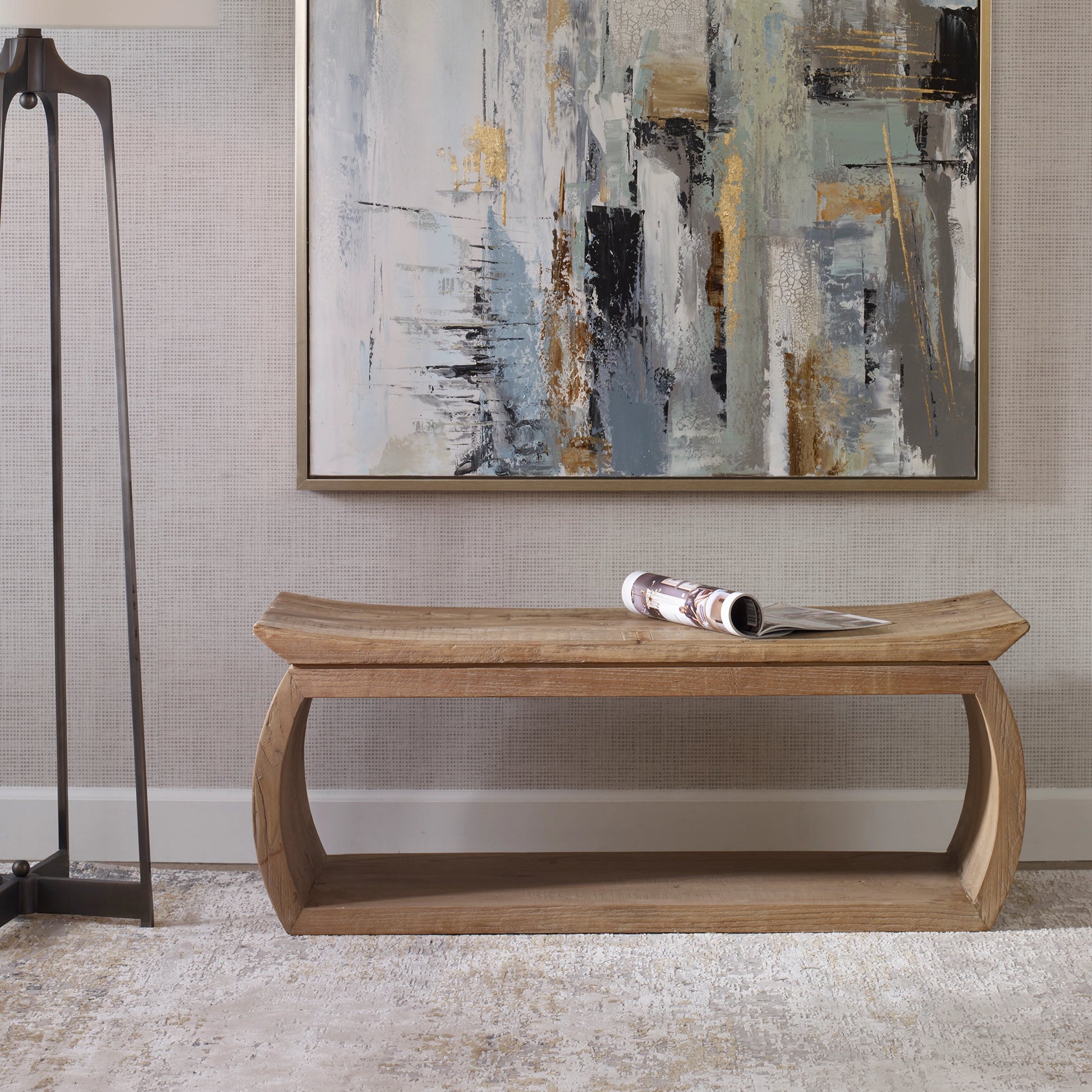 Connor Bench by Uttermost. Made from reclaimed elm in a modern style.