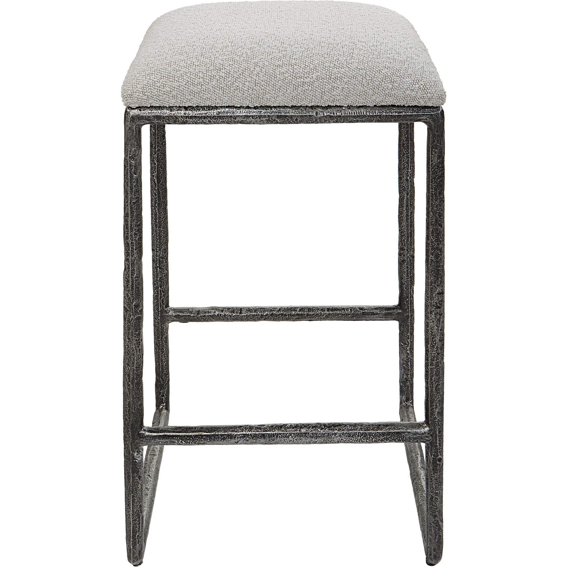 Brisbane Counter Stool by Uttermost in ivory, gray and charcoal. Made from cast iron, mdf, foam, fabric in a modern style.