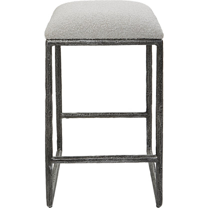 Brisbane Counter Stool by Uttermost in ivory, gray and charcoal. Made from cast iron, mdf, foam, fabric in a modern style.