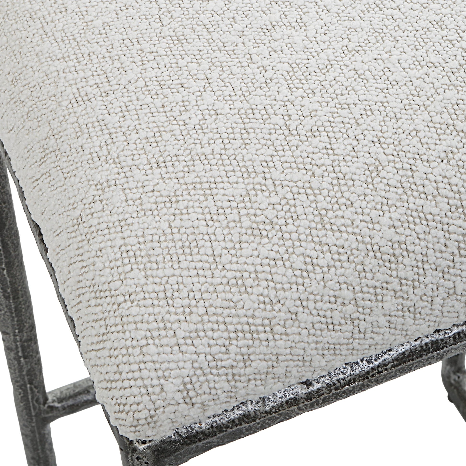Brisbane Counter Stool by Uttermost in ivory, gray and charcoal. Made from cast iron, mdf, foam, fabric in a modern style.