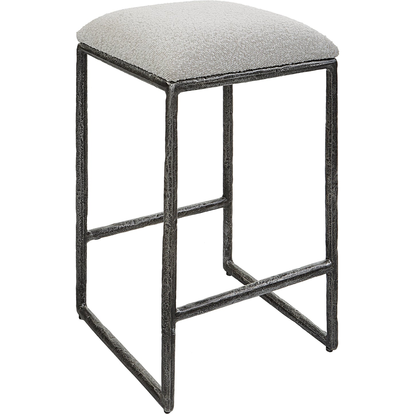 002 SI-1981307 | Additional Silo | Brisbane Counter Stool by Uttermost in ivory, gray and charcoal. Made from cast iron, mdf, foam, fabric in a modern style.