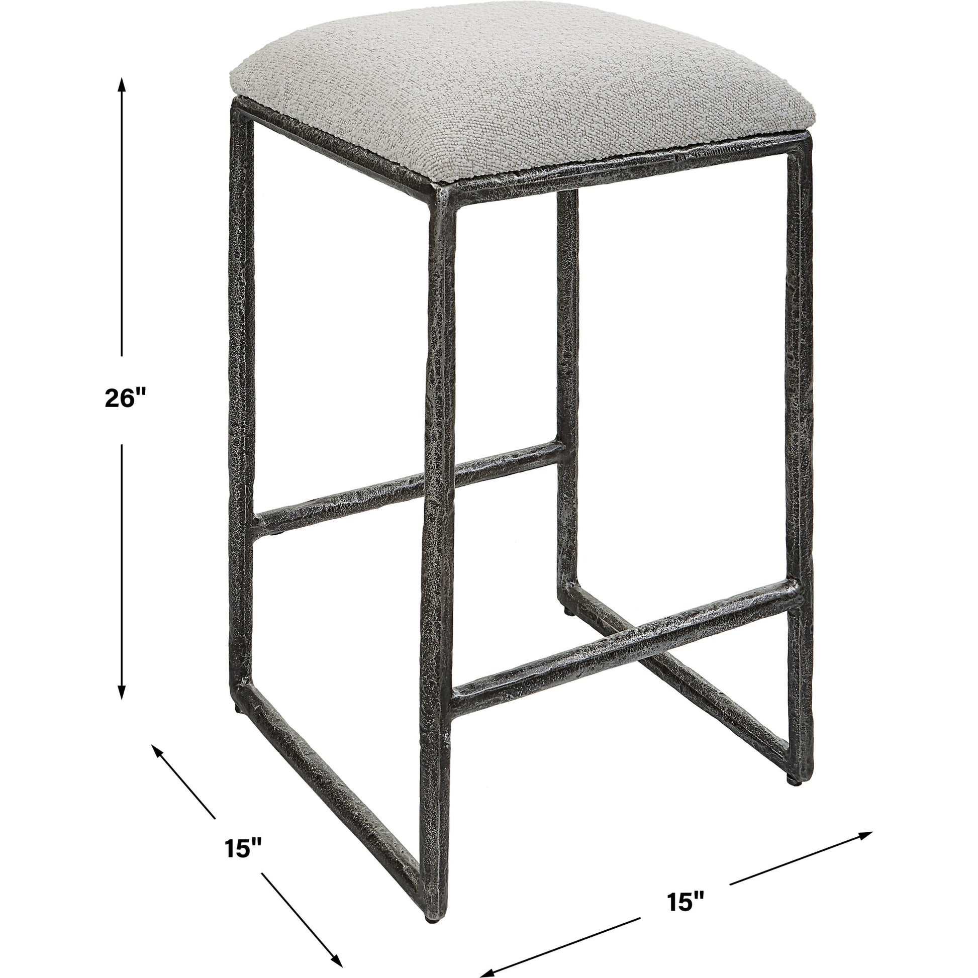 Brisbane Counter Stool by Uttermost in ivory, gray and charcoal. Made from cast iron, mdf, foam, fabric in a modern style.