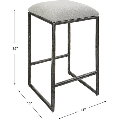 Brisbane Counter Stool by Uttermost in ivory, gray and charcoal. Made from cast iron, mdf, foam, fabric in a modern style.