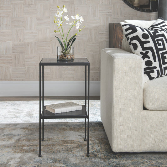 Sherwood Accent Table by Uttermost in black. Made from marble, iron in a modern style.