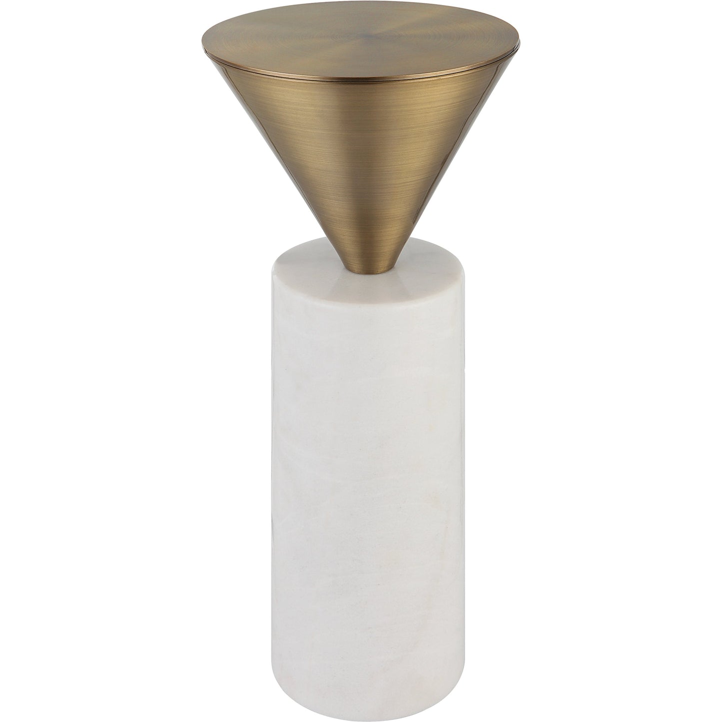 002 SI-1981353 | Primary Silo | Top Hat Drink Table by Uttermost in white, brushed brass. Made from marble, steel in a eclectic & global style.