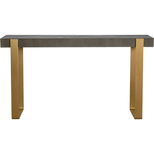 Kea Console Table by Uttermost in gray, brushed brass. Made from mdf, ash veneer, iron in a modern style.