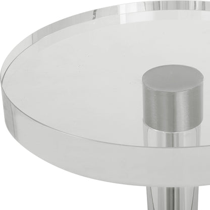 Pria Drink Table by Uttermost in crystal, brushed nickel. Made from crystal, iron in a modern style.