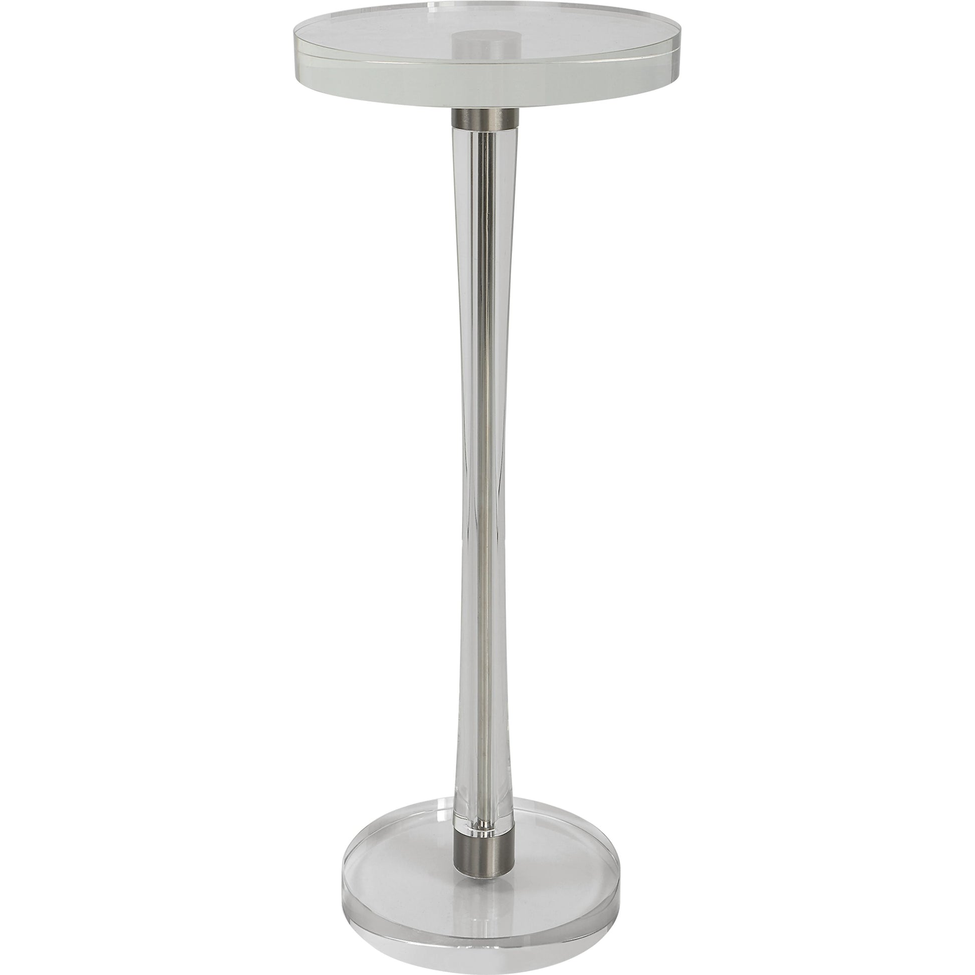Pria Drink Table by Uttermost in crystal, brushed nickel. Made from crystal, iron in a modern style.