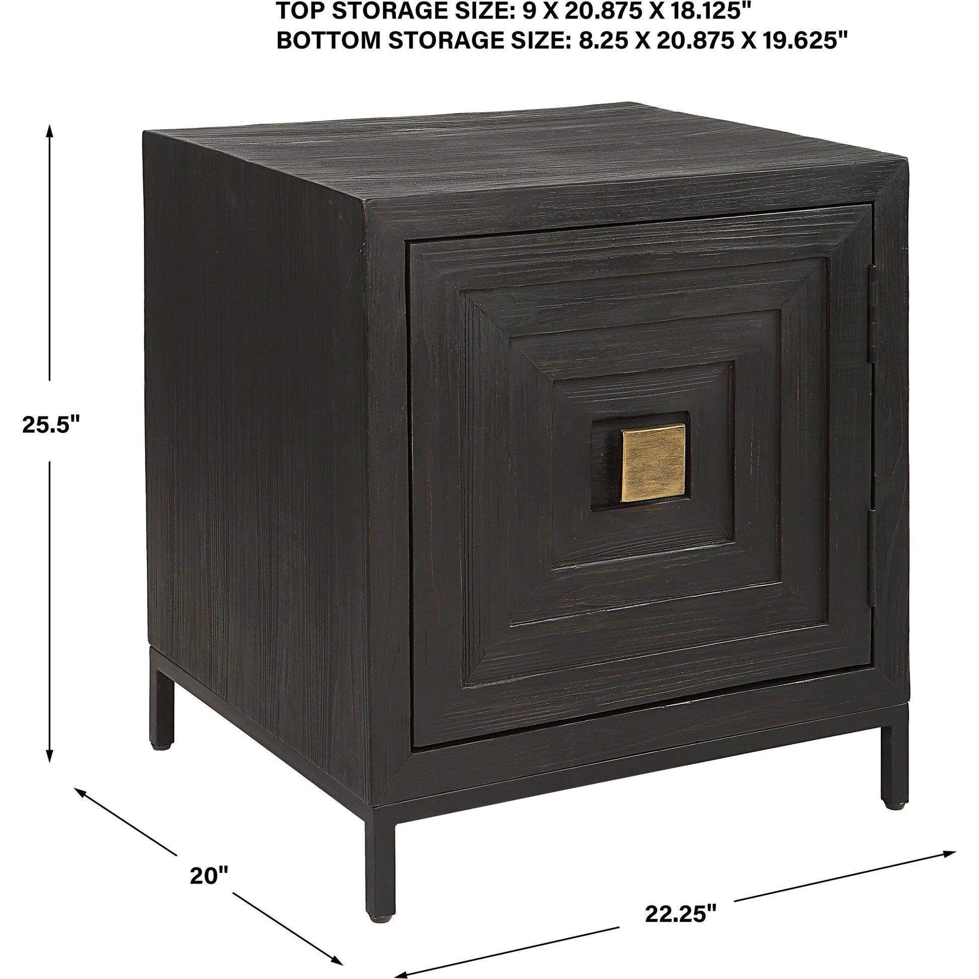 Aiken Cabinet by Uttermost in dark ebony. Made from fir, wood, steel in a transitional style.
