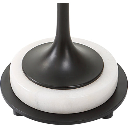 Sentry Accent Table by Uttermost in black, polished white. Made from iron, marble in a modern style.