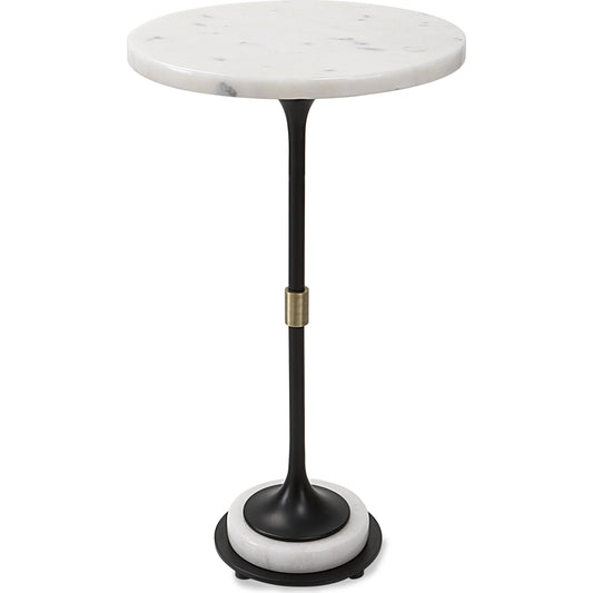 Sentry Accent Table by Uttermost in black, polished white. Made from iron, marble in a modern style.