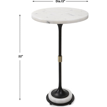 Sentry Accent Table by Uttermost in black, polished white. Made from iron, marble in a modern style.