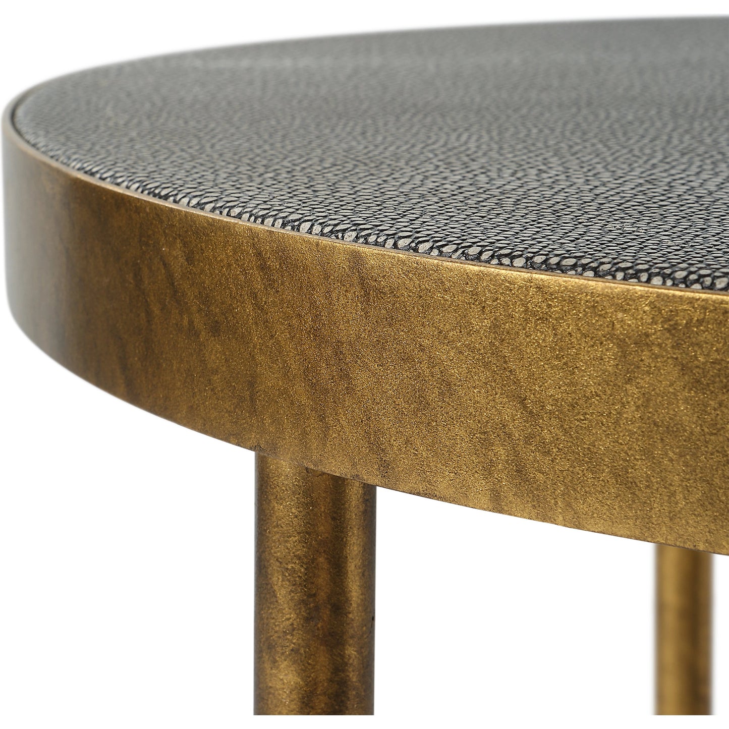 006 SI-1981366 | Additional Silo | Aragon Nesting Tables by Uttermost in antique brass, gray shagreen. Made from metal, mdf, shargeen pu in a modern style.
