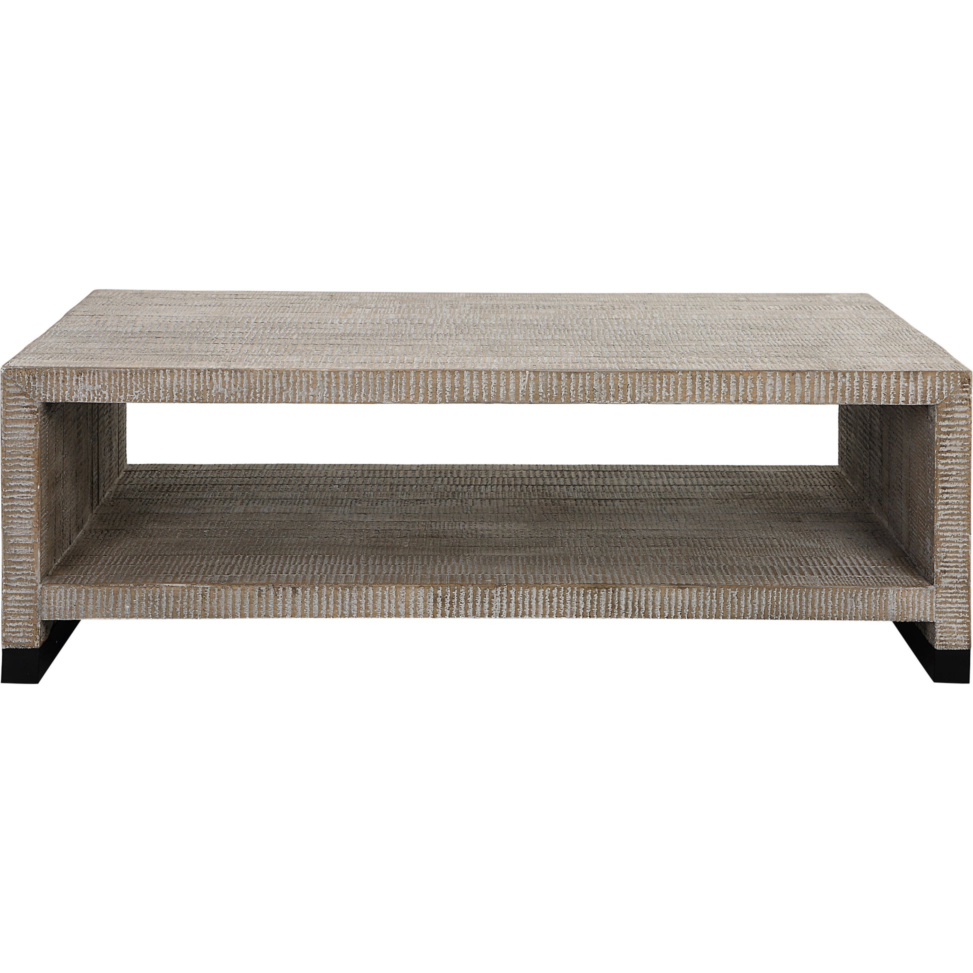 Bosk Coffee Table by Uttermost in whitewash natural. Made from pine, fir, mdf, steel in a modern style.