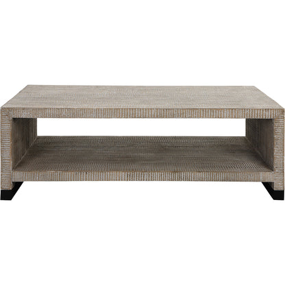 Bosk Coffee Table by Uttermost in whitewash natural. Made from pine, fir, mdf, steel in a modern style.