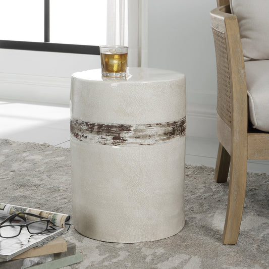 Comanche Garden Stool by Uttermost in rust. Made from ceramic in a modern style.