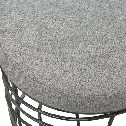 Carnival Accent Stool by Uttermost in gray and burnished silver. Made from iron, foam, fabric, mdf in a modern style.