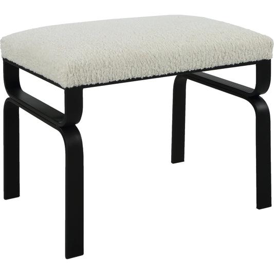 Diverge Bench by Uttermost in white and satin black. Made from iron, foam, fabric, mdf in a modern style.