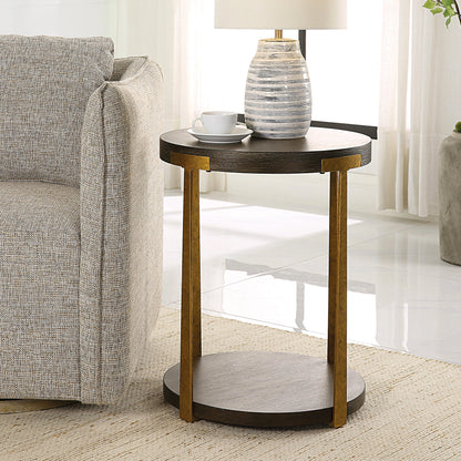 Palisade Side Table by Uttermost in coffee, antique gold. Made from mdf, metal, veneer in a modern style.