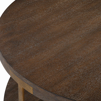 Palisade Coffee Table by Uttermost in coffee, antique gold. Made from mdf, oak veneer, metal in a modern style.