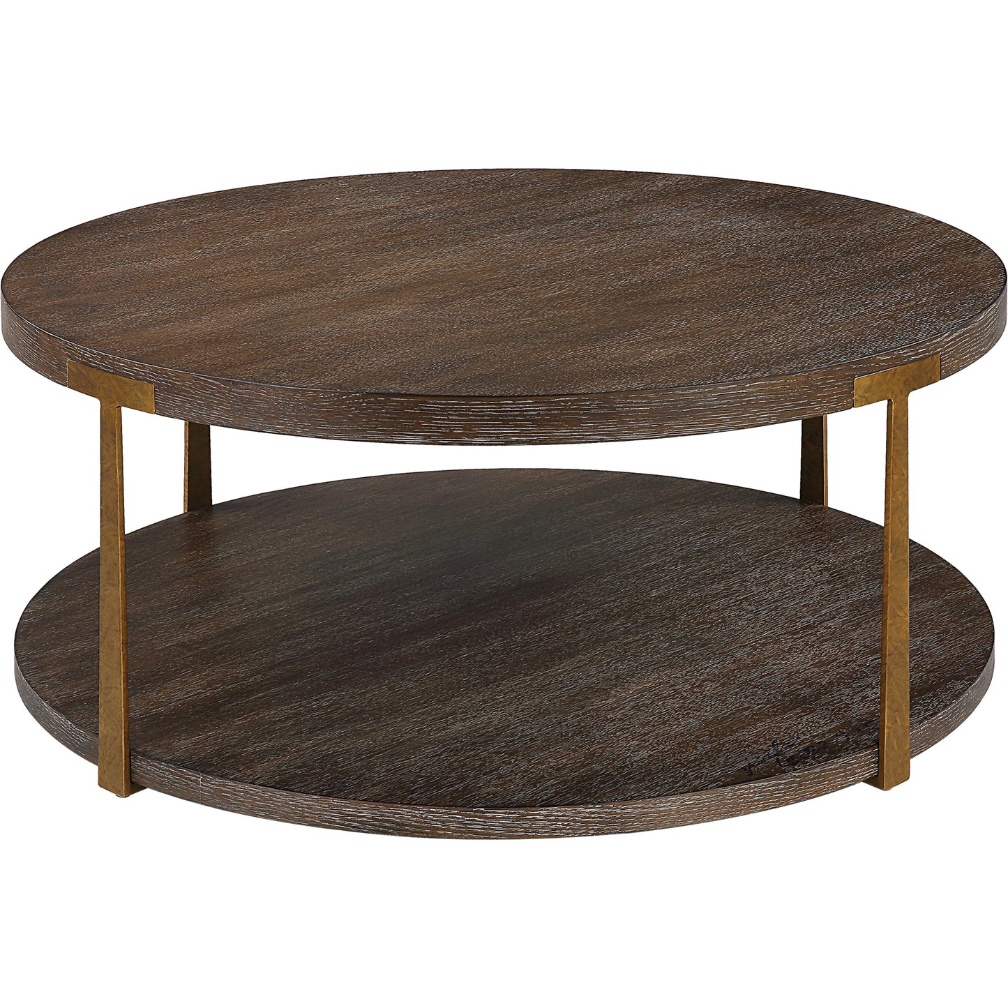 001 SI-1981380 | Primary Silo | Palisade Coffee Table by Uttermost in coffee, antique gold. Made from mdf, oak veneer, metal in a modern style.