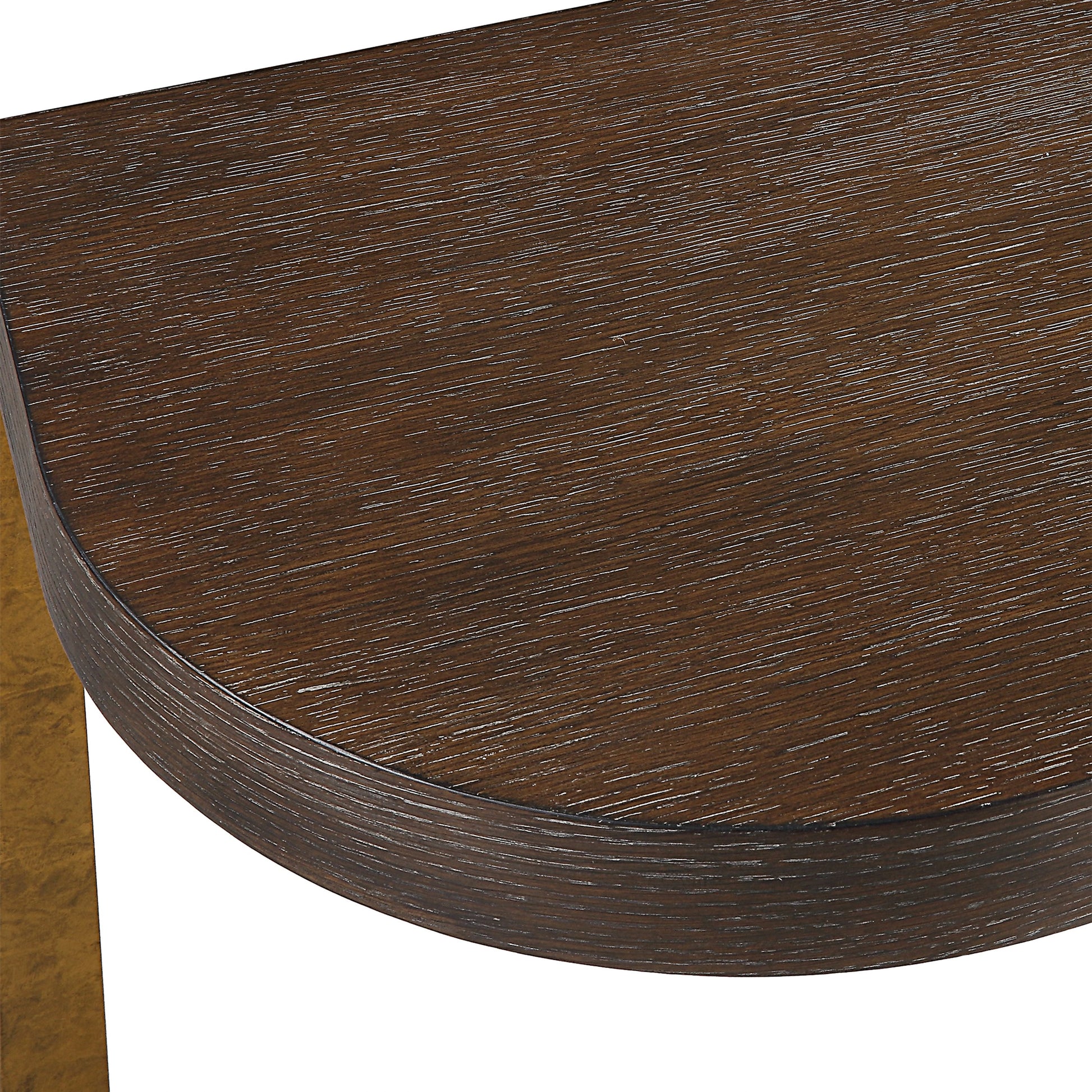 Palisade Console Table by Uttermost in coffee, antique gold. Made from mdf, oak veneer, metal in a modern style.