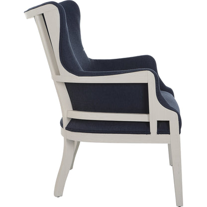Gordonston Accent Chair by Uttermost in blue and blue. Made from rubber wood, plywood, plyfoam, fabric in a modern style.