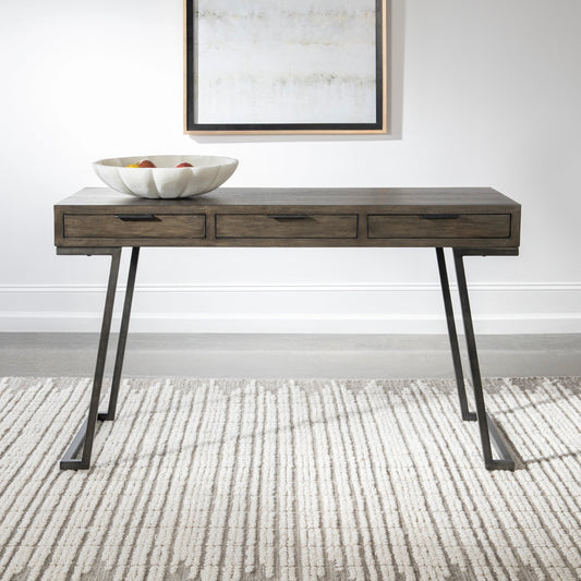 Comrade Desk by Uttermost in natural mango, light gray. Made from java mix wood, veneer, metal, plywood in a transitional style.