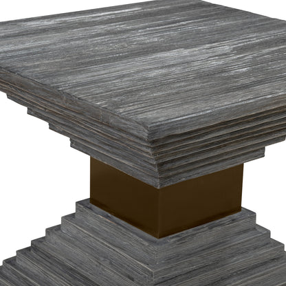Andes Geometric Accent Table by Uttermost in medium gray. Made from fir wood, stainlesss steel, plywood in a modern style.