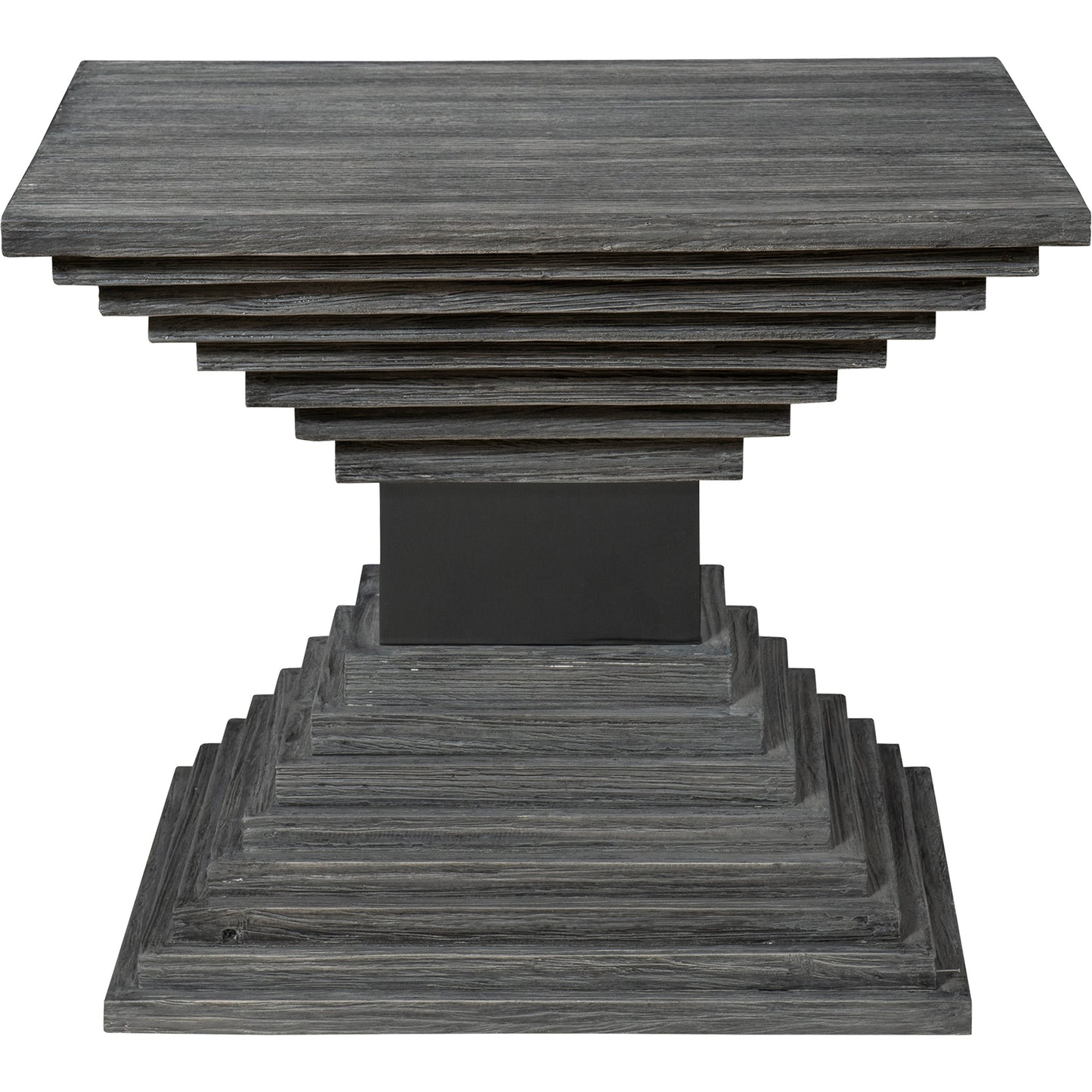 001 SI-1981370 | Primary Silo | Andes Geometric Accent Table by Uttermost in medium gray. Made from fir wood, stainlesss steel, plywood in a modern style.