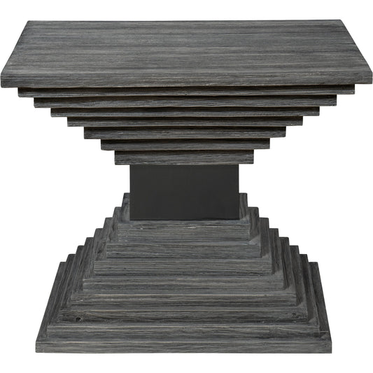Andes Geometric Accent Table by Uttermost in medium gray. Made from fir wood, stainlesss steel, plywood in a modern style.