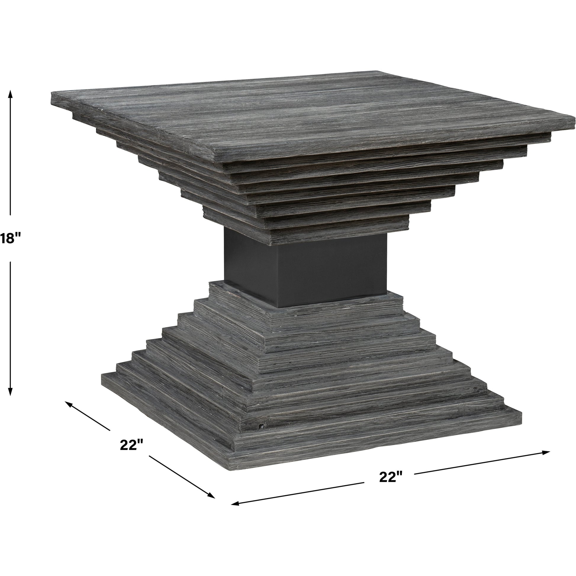Andes Geometric Accent Table by Uttermost in medium gray. Made from fir wood, stainlesss steel, plywood in a modern style.
