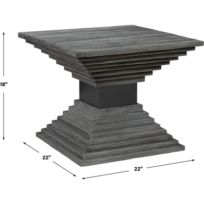 Andes Geometric Accent Table by Uttermost in medium gray. Made from fir wood, stainlesss steel, plywood in a modern style.