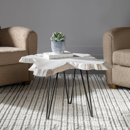 Trillium Coffee Table by Uttermost in bleached. Made from teak root with metal in a modern style.