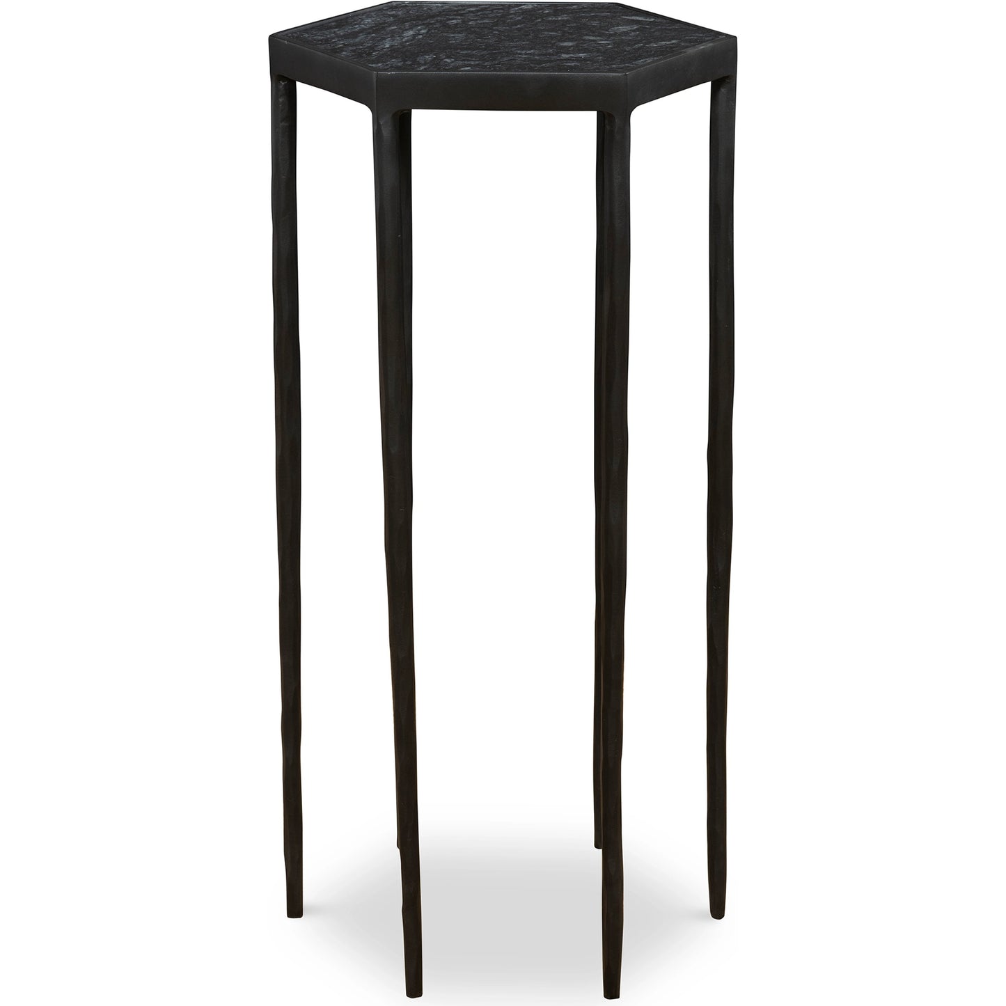 001 SI-1981384 | Additional Silo | Aviary Hexagonal Accent Table by Uttermost in satin black, honed black marble. Made from marble, iron in a modern style.