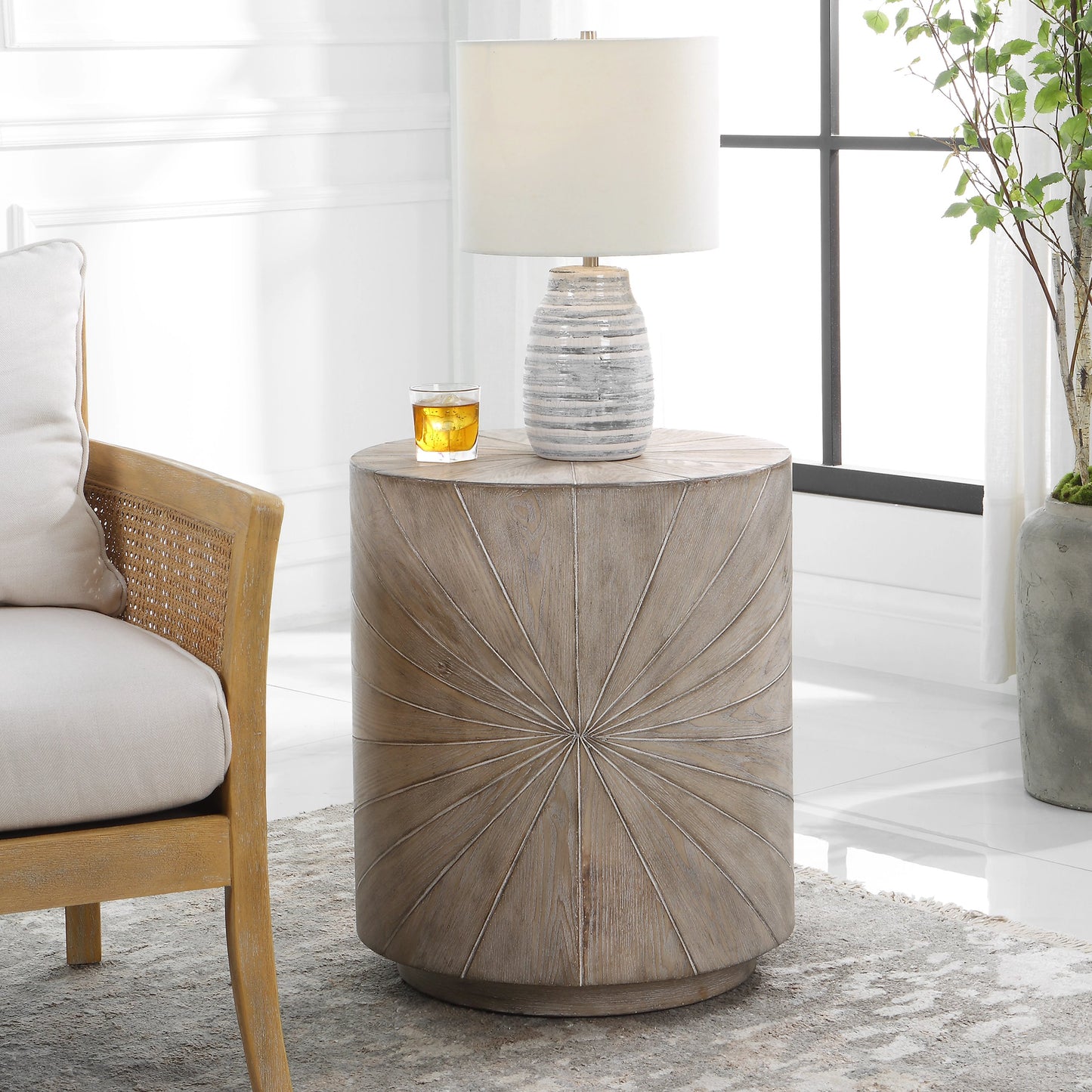 003 SI-1981357 | Lifestyle | Starshine Side Table by Uttermost in gray. Made from firwood, mdf in a modern style.