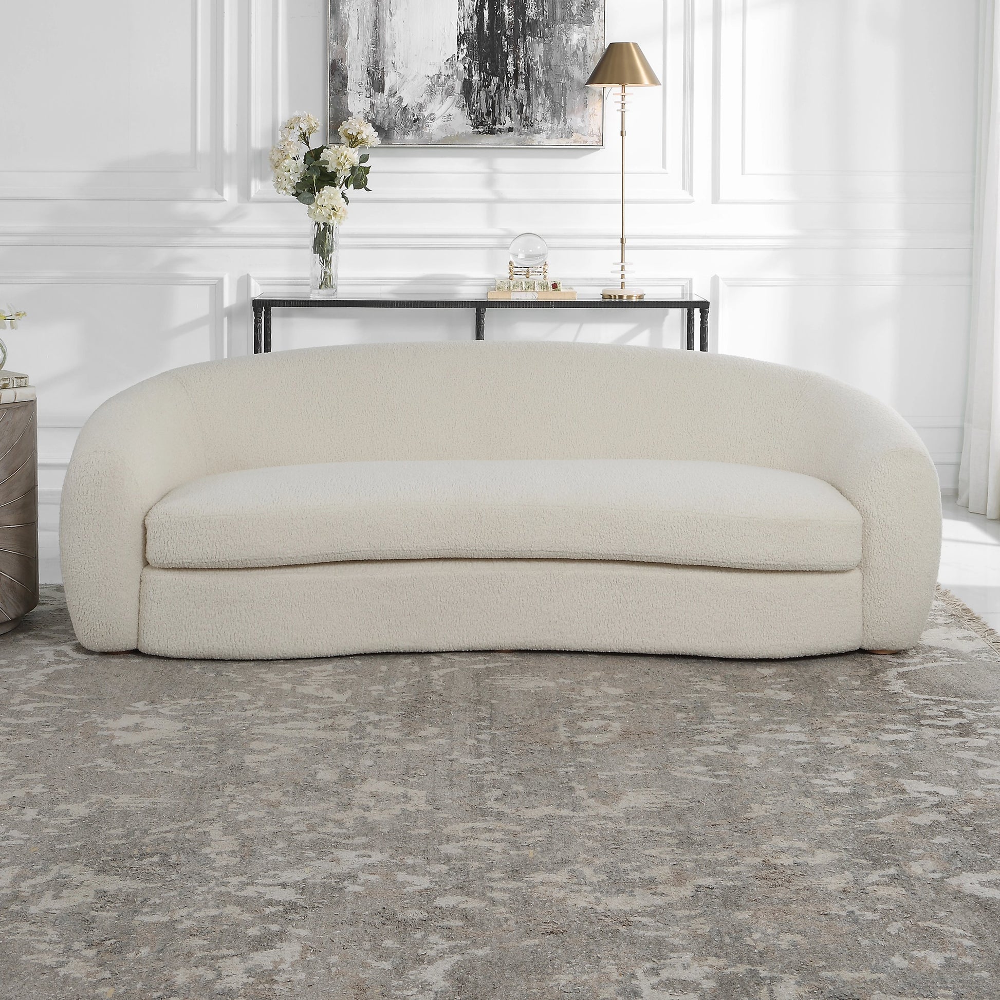 Capra Sofa by Uttermost in multi. Made from fabric, foam, plywood, oak in a modern style.