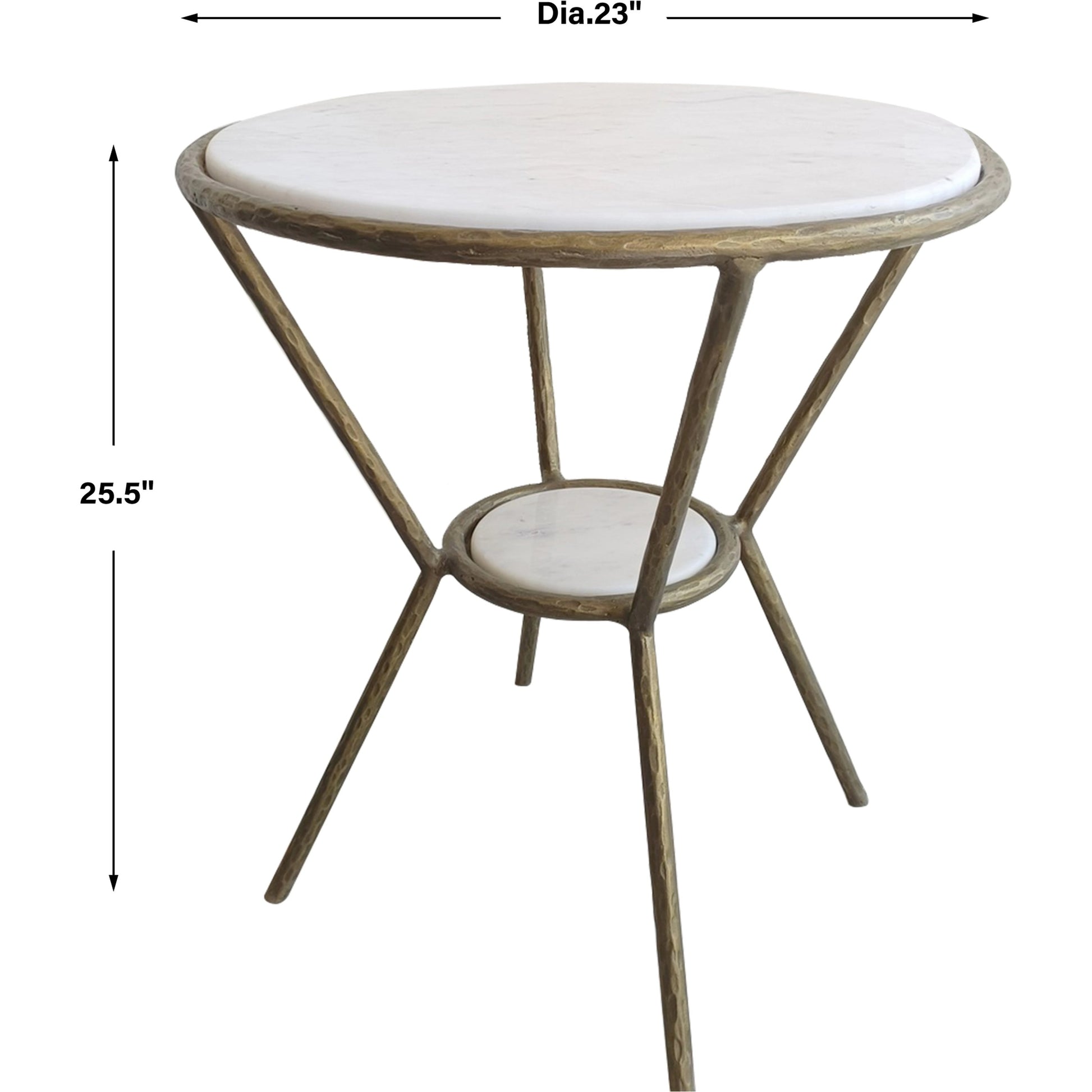 Refuge Side Table by Uttermost in antique gold. Made from marble, iron in a modern style.