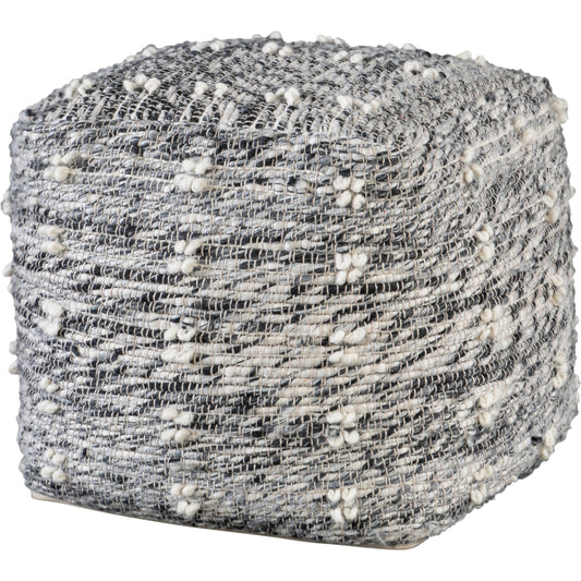 Narol Pouf by Uttermost in charcoal, black, white and black. Made from polyester, cotton, wool in a traditional style.