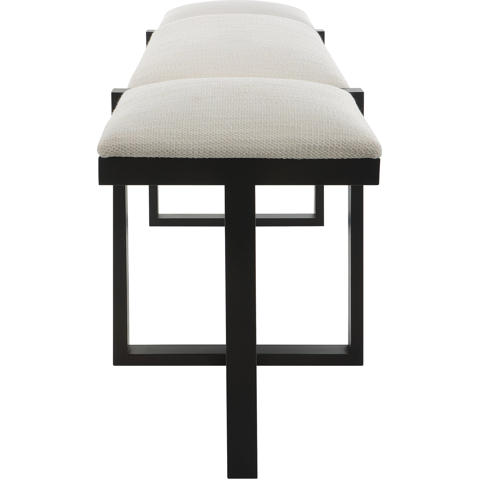Triple Cloud Bench by Uttermost in white and black. Made from iron, mdf, polyester, foam in a modern style.