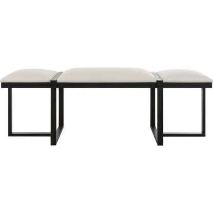 Triple Cloud Bench by Uttermost in white and black. Made from iron, mdf, polyester, foam in a modern style.