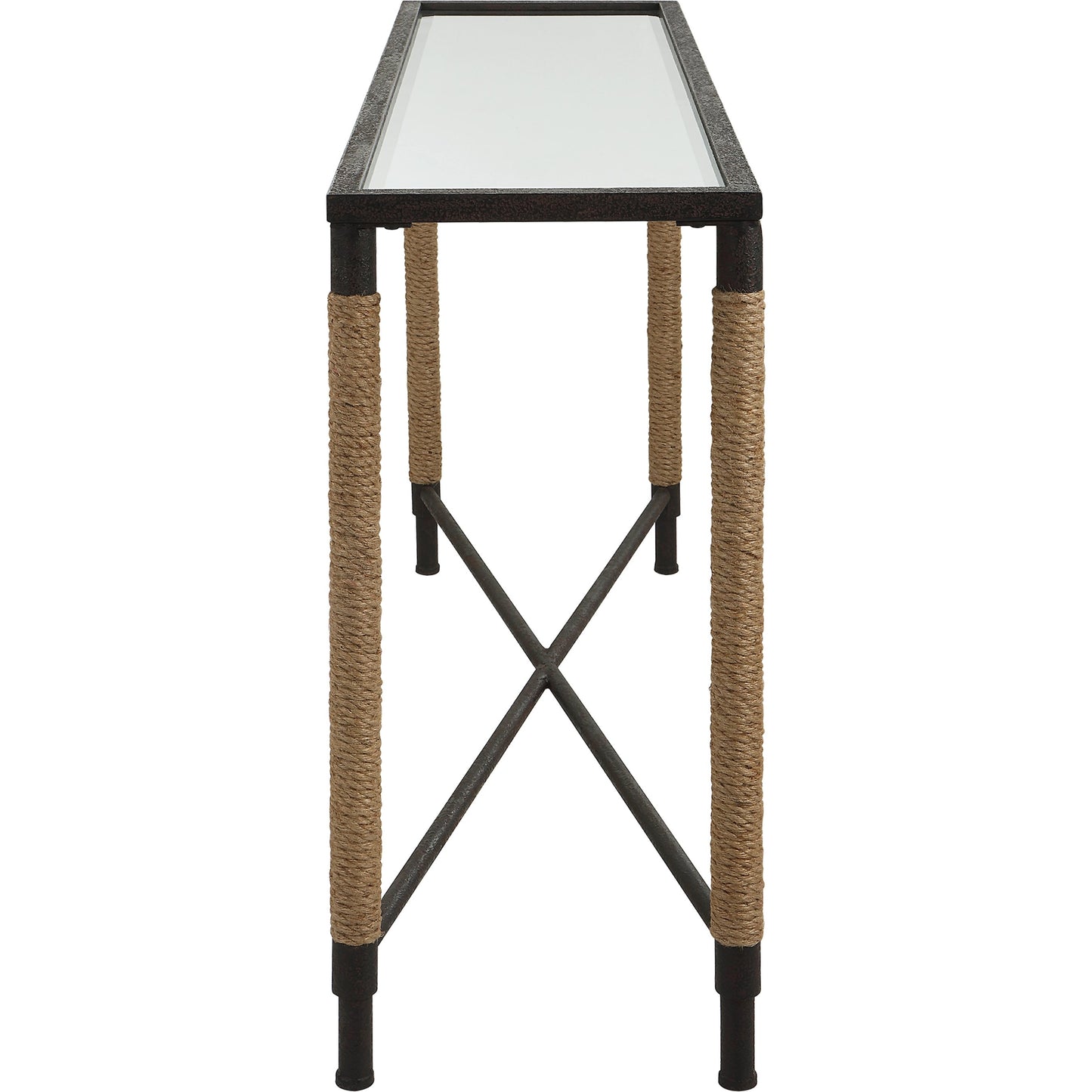 005 SI-1981284 | Additional Silo | Braddock Console Table by Uttermost in natural, iron. Made from iron, mdf, mirror, rope in a modern style.