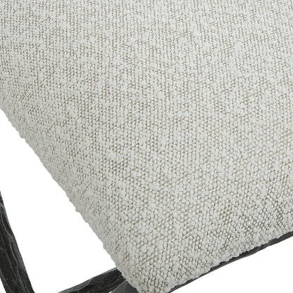 Brisby Fabric Bench by Uttermost in ivory, gray and charcoal. Made from cast iron, mdf, foam, fabric in a modern style.