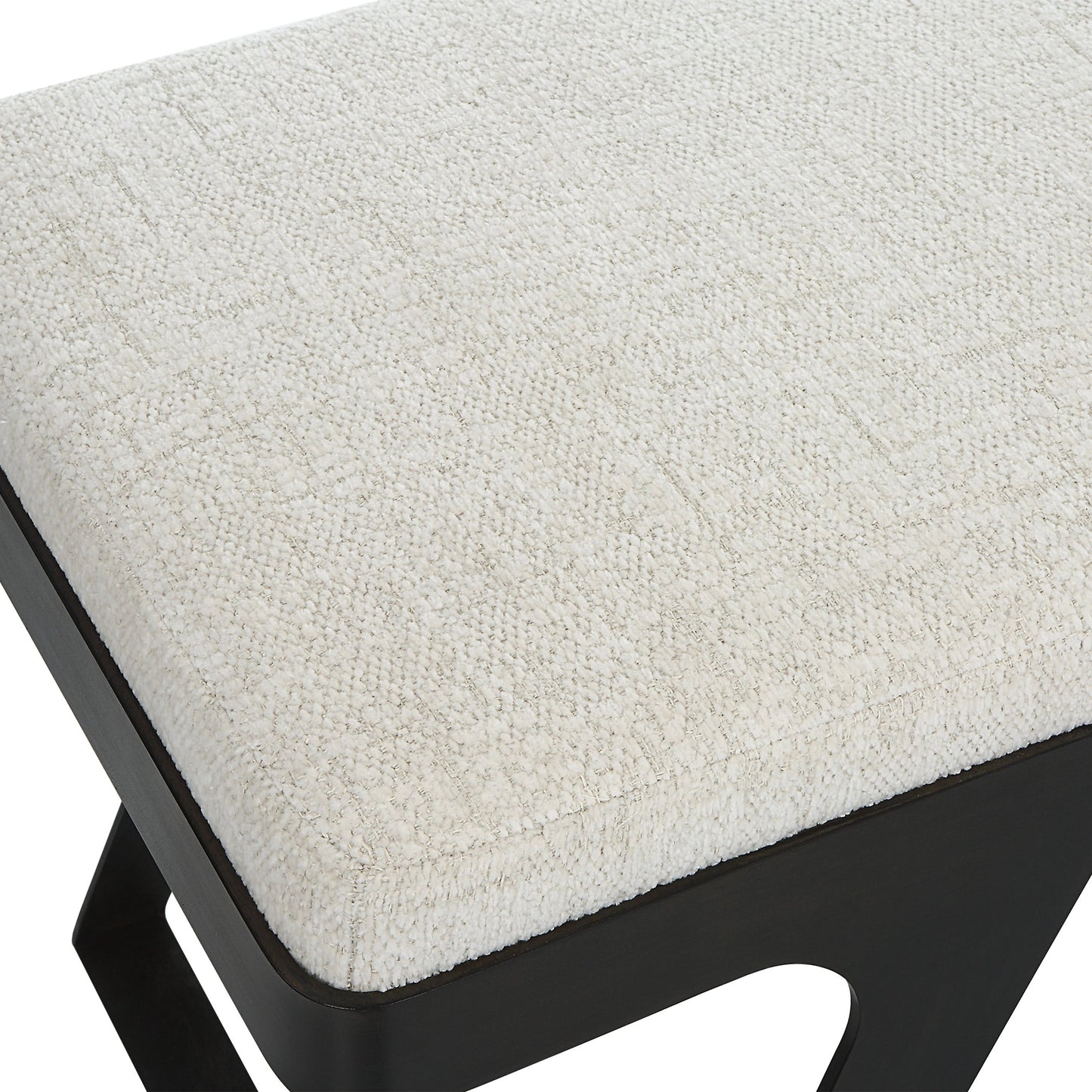 005 SI-1981329 | Additional Silo | Hover Bench by Uttermost in white and black. Made from iron, mdf, foam, fabric in a modern style.