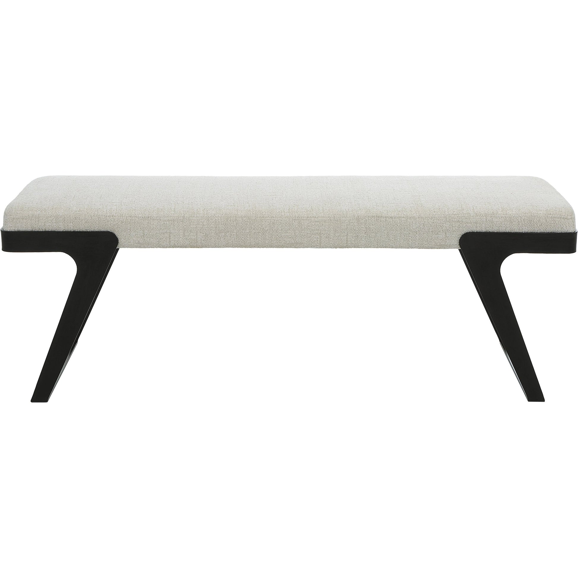 Hover Bench by Uttermost in white and black. Made from iron, mdf, foam, fabric in a modern style.