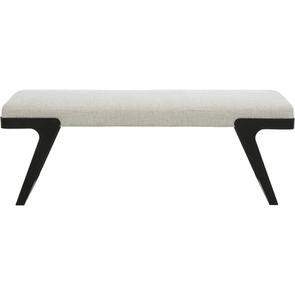 Hover Bench by Uttermost in white and black. Made from iron, mdf, foam, fabric in a modern style.