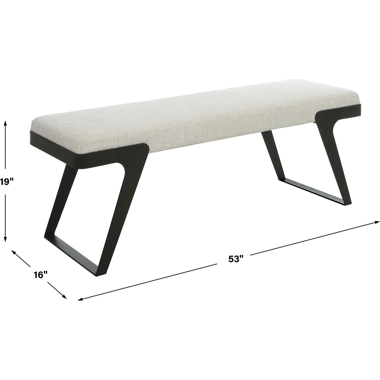 003 SI-1981329 | Additional Silo | Hover Bench by Uttermost in white and black. Made from iron, mdf, foam, fabric in a modern style.