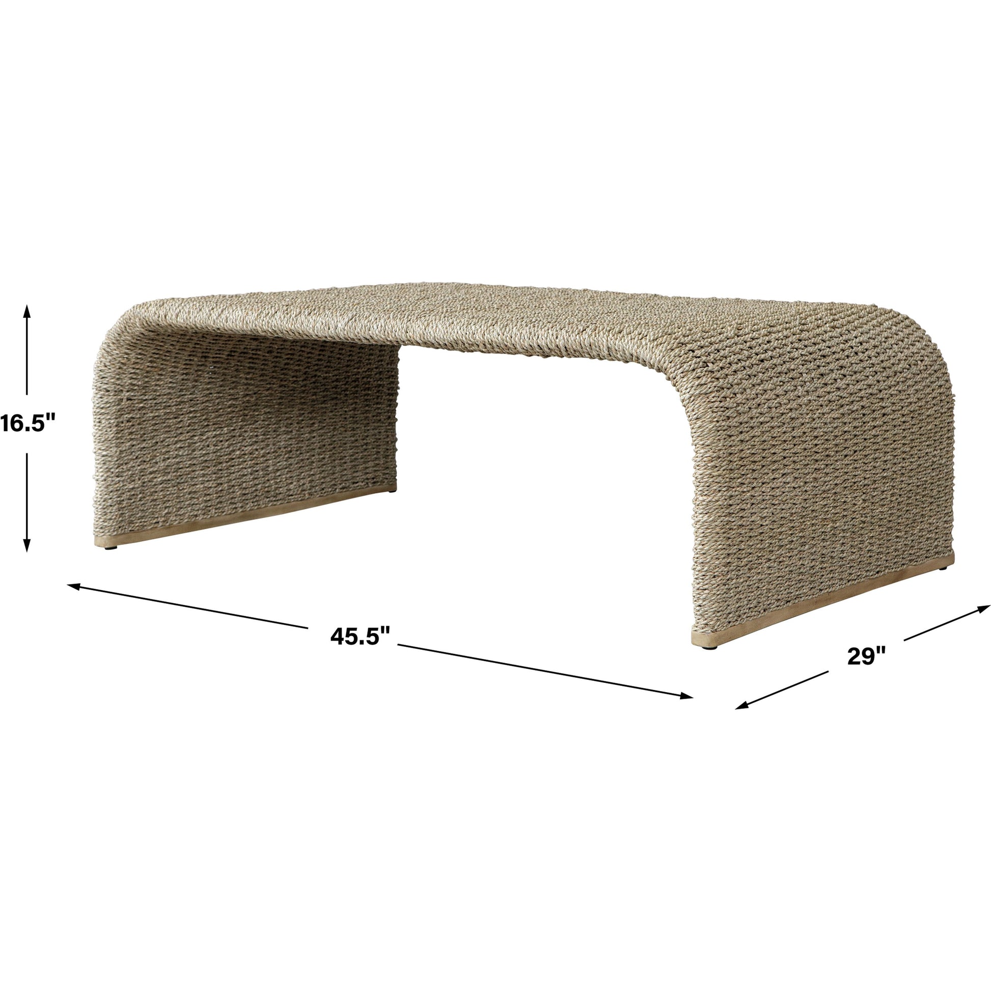 Calabria Coffee Table by Uttermost in woven seagrass. Made from woven seagrass, mango wood, metal in a coastal style.